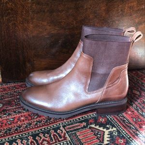 Naturalizer 27 EDIT Caylx Leather Lug Sole Block Heel Combat Chelsea Booties